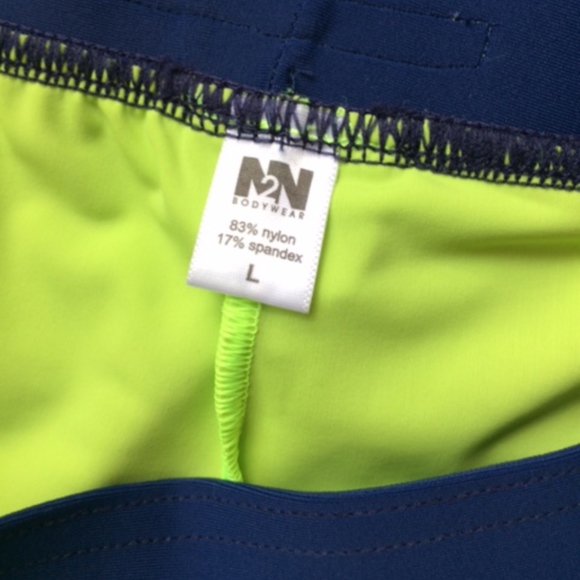 N2N Lime Green/Navy Square Cut Swimsuit, Large - Picture 4 of 4